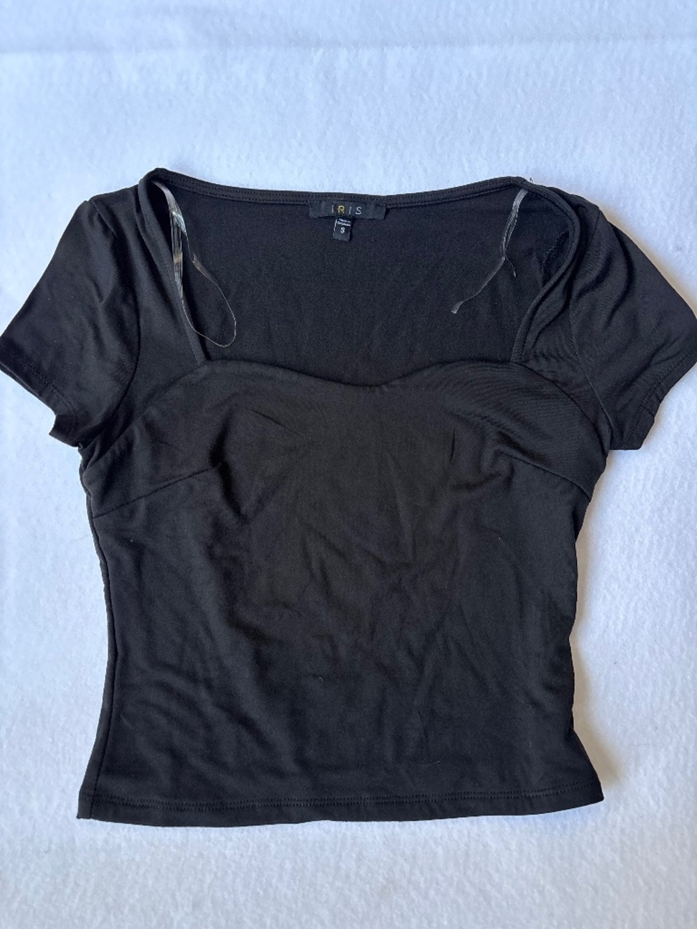 IRIS Black Sweetheart Neck Bustier Tee Crop Top S